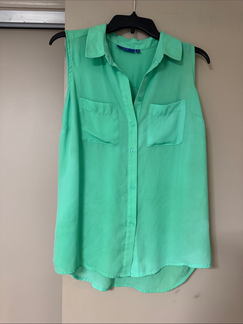 Apt. 9 Sleeveless Mint Green Button-Down Shirt